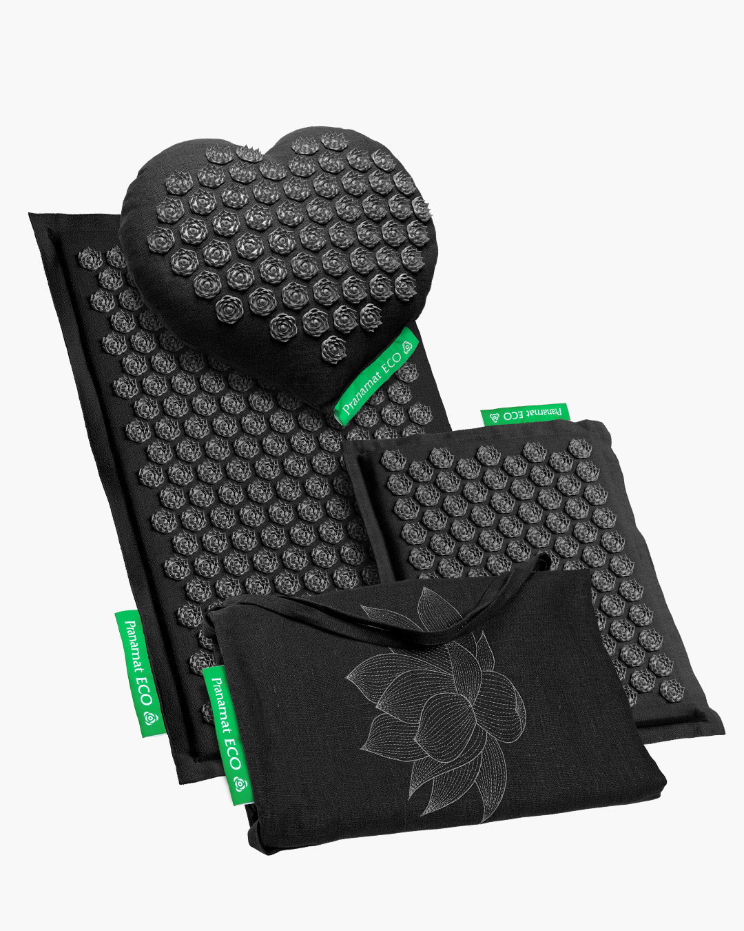 Esterilla + Corazón de masaje + Esterilla Mini + Bolso XL Black Edition