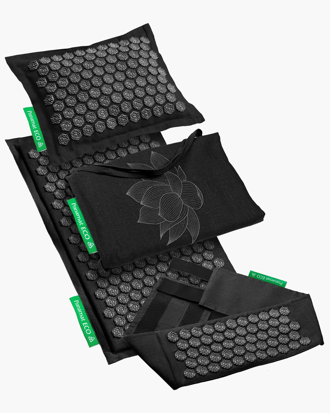 Esterilla + Almohada + Bolso XL + Cinturón (Negro)